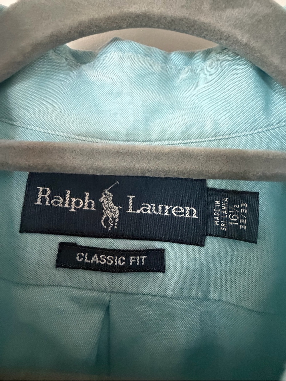 Ralph Lauren Men 16.5 34/35 Classic Fit Blue Oxford Button Down Pony Shirt - Picture 3 of 6